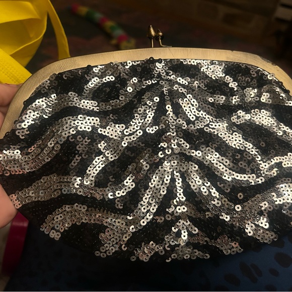 Black and Silver Sequin Clutch Charlotte Russe Y2k - Picture 1 of 4